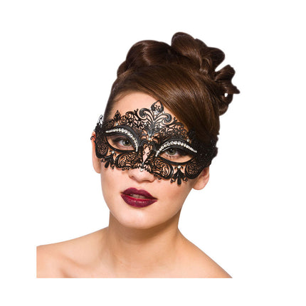 Wicked Costumes Zwart metalen oogmasker Nikki met nep diamanten