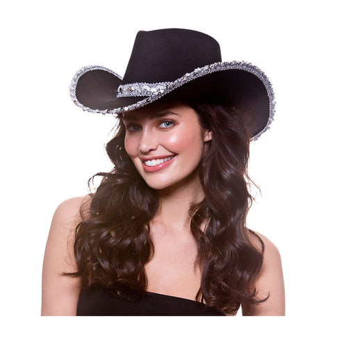 Wicked Costumes Zwarte cowboyhoed met pailletten