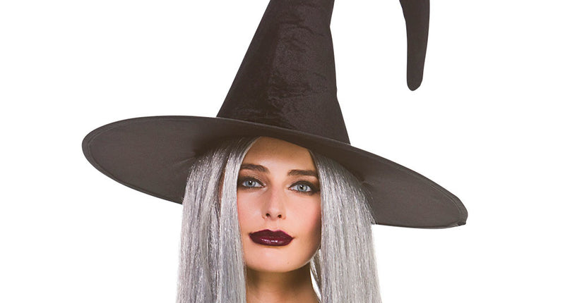 Wicked Costumes Zwarte heksenhoed met krul