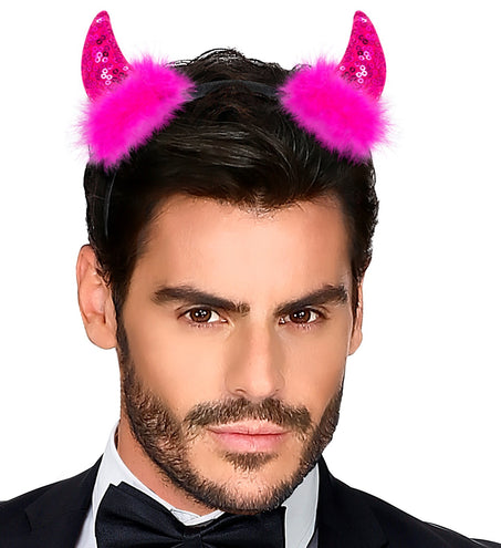 Widmann SRL Hoofdband pailletten hoorntjes Evi roze