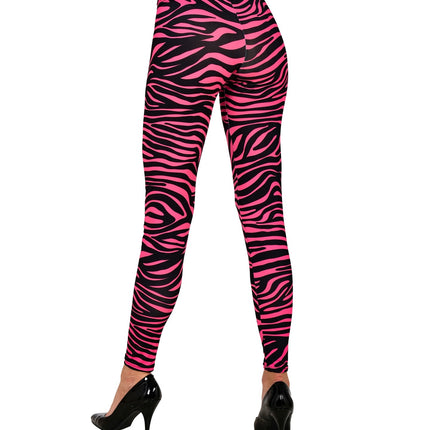 Widmann SRL Zebra legging disco neon roze dames