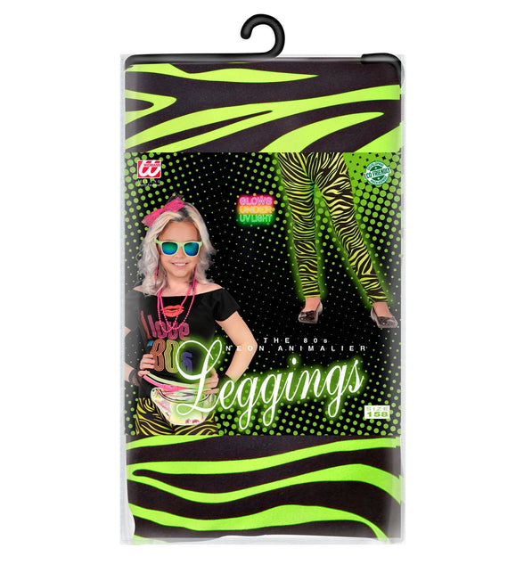 Widmann SRL Zebraprint legging kinderen neon groen